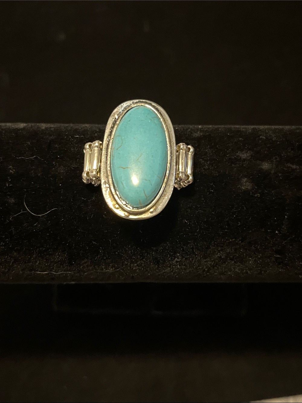 Blue Oval Stone Beaded Band Ring Adjustable stretch wear it on any finger you ch